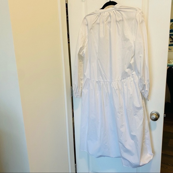 NWT H&M White poplin 100% cotton oversized dress with statement sleeves Size M - Picture 6 of 9